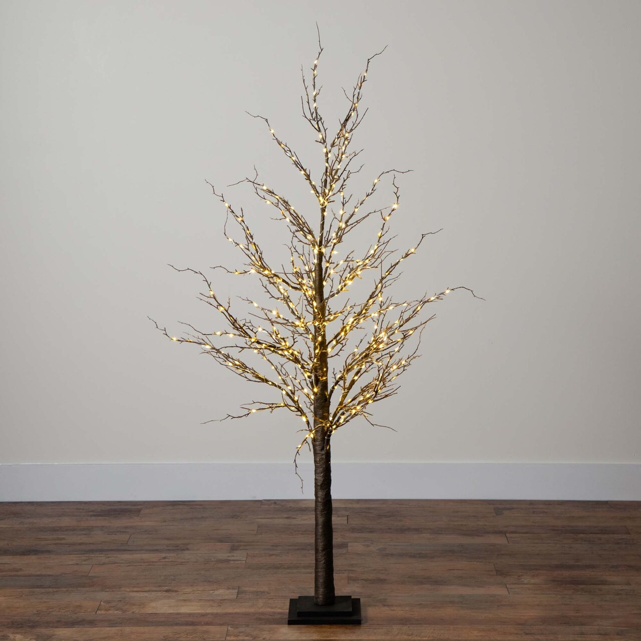 Nearly Natural Pre-Lit Brown Twig Artificial Christmas Tree - 5' - Warm White LED Lights